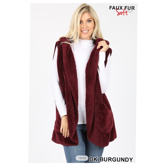 A Girl Thing Jackets & Blazers - 2 left❤️2 for $40❤️burgundy faux fur vest